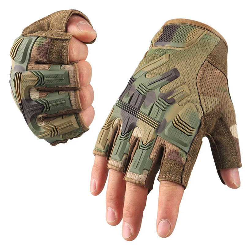 Tactical Fingerless Gloves Sports Airsoft Combat Paintball Shooting Hunting Driving Work Non-slip Anti-sweat Half Finger Men