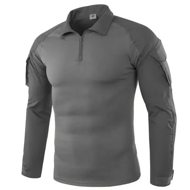 Camiseta tática masculina para atividades ao ar livre, caminhadas, combate militar, camuflagem CP, manga longa, caça, escalada, algodão, roupas esportivas.