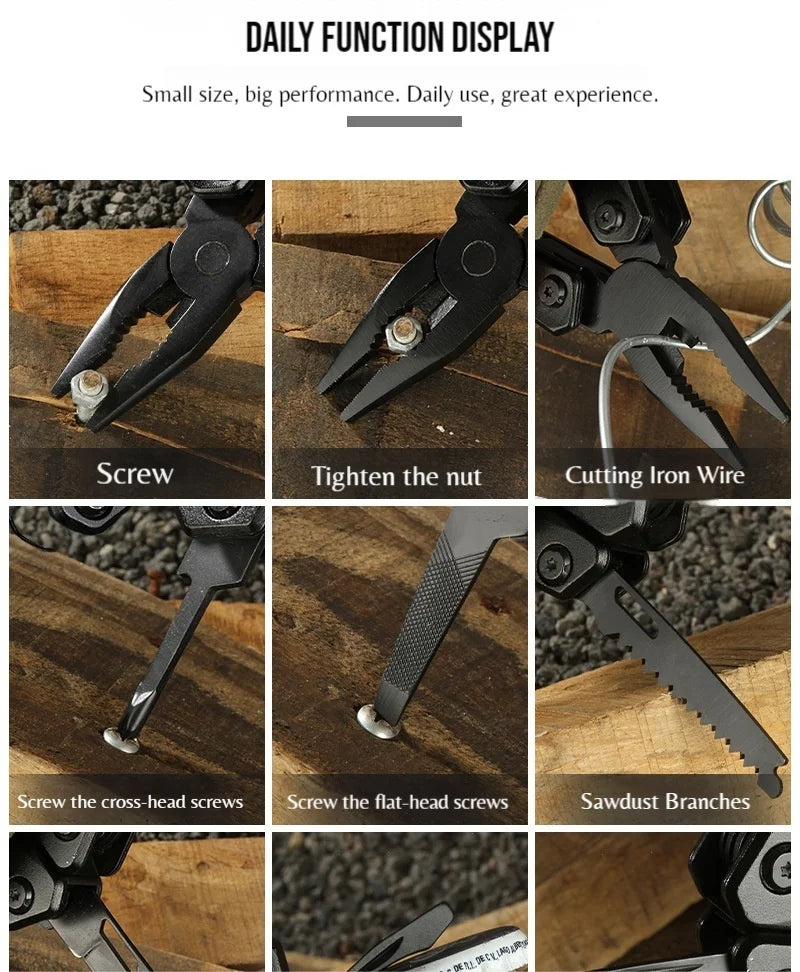 14 in 1 Tactical Multi-functional with Folding Pliers Bottle Opener Knife - EDC Pocket Gear for Outdoor Hiking Camping Survival