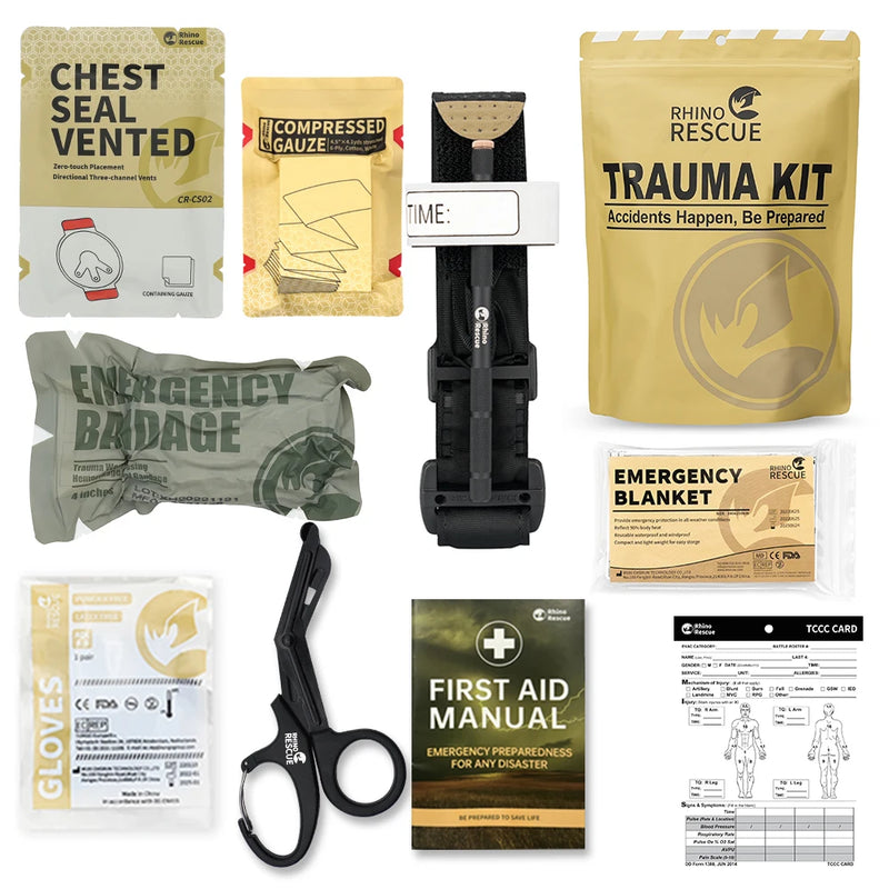 IFAK Refill Supplies, Rhino Rescue Trauma Kit,Combat Survival Gear Medical Kit,Tactical for Emergency First Aid,