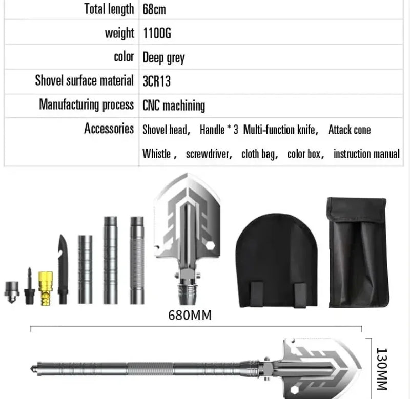 Outdoor Tactical Camping Multitool Shovel Folding Lifter Mounted Shovel Fishing snowflake multi Camping survival Military Tool