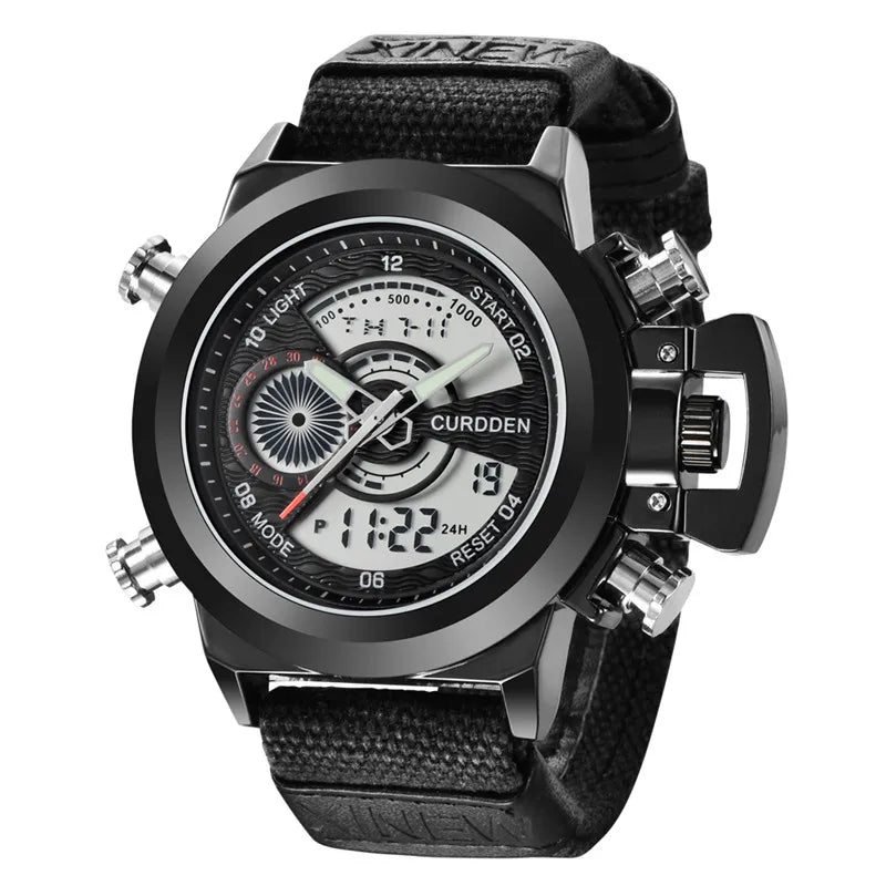 Relógio Masculino Original de Marca Famosa, Estilo Casual, Pulseira de Nylon, Duplo Horário, Multifuncional, Esportivo, Montre Homme Reloj Hombre