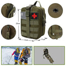 Kit de primeiros socorros de sobrevivência, conjunto completo de sobrevivência com sistema Molle, equipamento para atividades ao ar livre, kit de emergência, bolsa para traumas, kit de primeiros socorros individual para camping, trilhas e aventuras.