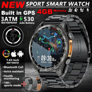 Novo Smartwatch GPS 2025 com mapas offline, memória de 4GB, reprodutor de vídeo, relógio inteligente esportivo militar masculino, resistente à água até 30m para natação, tela AMOLED.