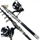 Conjunto de Vara e Carretel de Pesca Superresistente 1,5-2,4m com Vara Telescópica e Carretel Giratório Séries 2000 e 3000 para Pesca Marítima