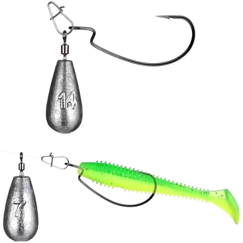 50pcs/set Fishing Weight Sinkers 3.5g 5g 7g 10g 14g Soft Bait Sinker Bass Fishing Tackle Accessories Tool for Free Slide Fishing