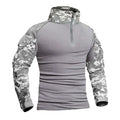 Camiseta tática masculina para atividades ao ar livre, caminhadas, combate militar, camuflagem CP, manga longa, caça, escalada, algodão, roupas esportivas.