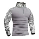 Camiseta tática masculina para atividades ao ar livre, caminhadas, combate militar, camuflagem CP, manga longa, caça, escalada, algodão, roupas esportivas.