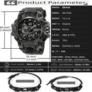 Relógio esportivo militar à prova de choque Skmei para homens, com design moderno, duplo fuso horário, mostrador grande, cronógrafo LED, à prova d'água e alarme.