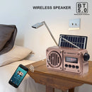 MD-499 Caixa de Som Bluetooth Sem Fio com Reprodução de MP3, Rádio FM, Carregamento Solar, Rádio de Emergência em Caso de Queda de Energia, Banda Completa e Alta Sensibilidade