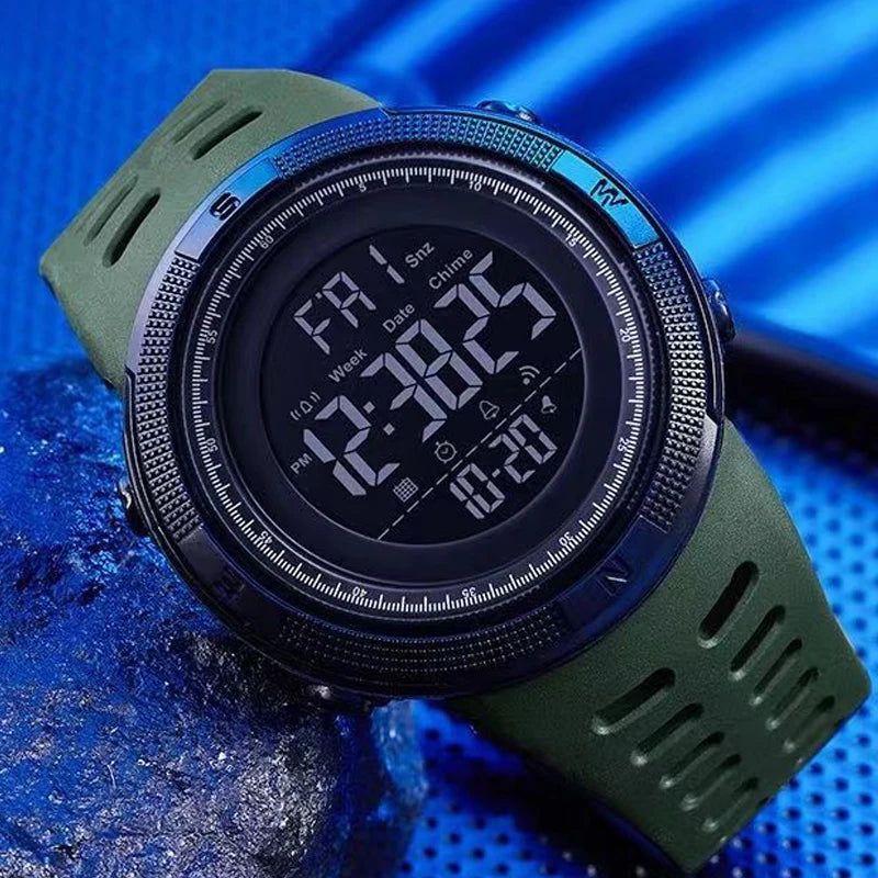 Relógio Digital Masculino Multifuncional Militar Esportivo, Resistente ao Suor e Luminoso, Ideal para Estudantes.