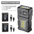 2/1 unidades Lanterna portátil super brilhante MINI USB recarregável com LED magnético na cauda e luz de emergência COB para camping e trilhas