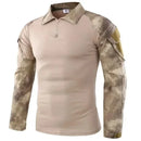 Camiseta tática masculina para atividades ao ar livre, caminhadas, combate militar, camuflagem CP, manga longa, caça, escalada, algodão, roupas esportivas.
