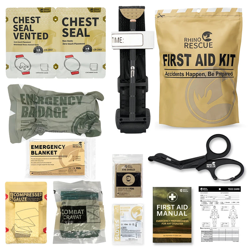 IFAK Refill Supplies, Rhino Rescue Trauma Kit,Combat Survival Gear Medical Kit,Tactical for Emergency First Aid,
