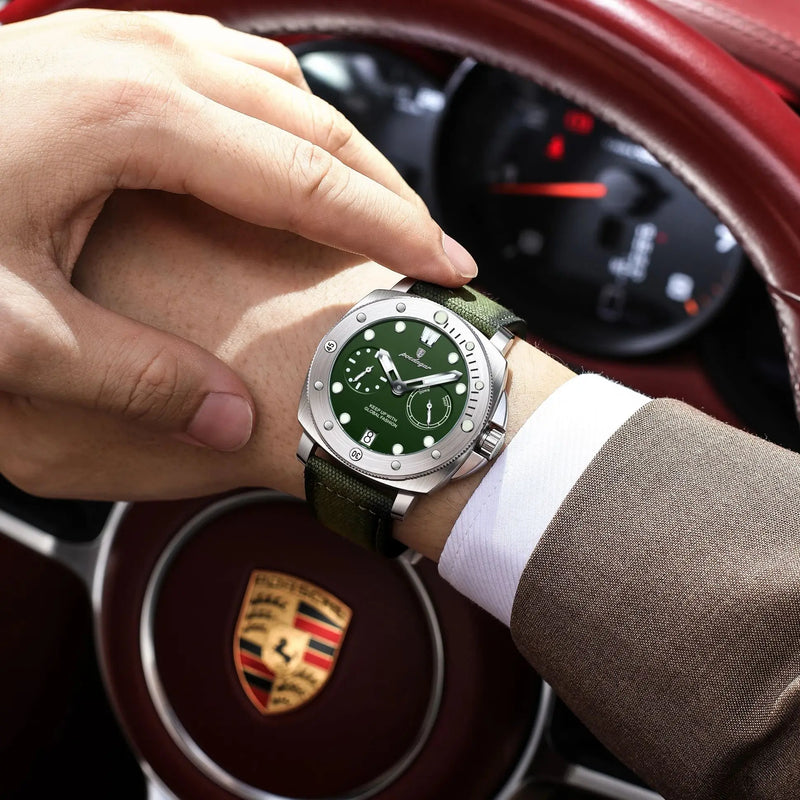 Relógio militar masculino POEDAGAR de alta qualidade, à prova d'água, com luz, data, estilo moderno, pulseira de nylon e couro, movimento de quartzo.