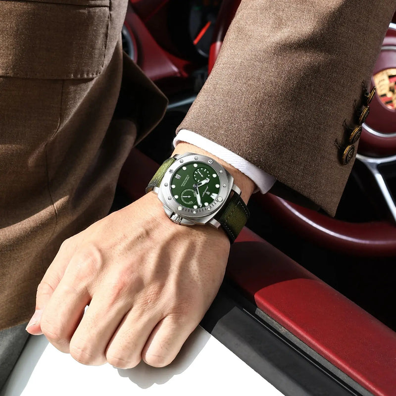 Relógio militar masculino POEDAGAR de alta qualidade, à prova d'água, com luz, data, estilo moderno, pulseira de nylon e couro, movimento de quartzo.