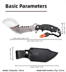 Faca de sobrevivência multifuncional para atividades ao ar livre com chave de fenda, ideal para mergulho, trilhas e camping. Fabricada em aço 5Cr15.