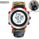 Relógio Esportivo Masculino SHIYUNME G Style para Camping ao Ar Livre com Bússola, Termômetro, Resistente à Água, LED, Digital, Militar
