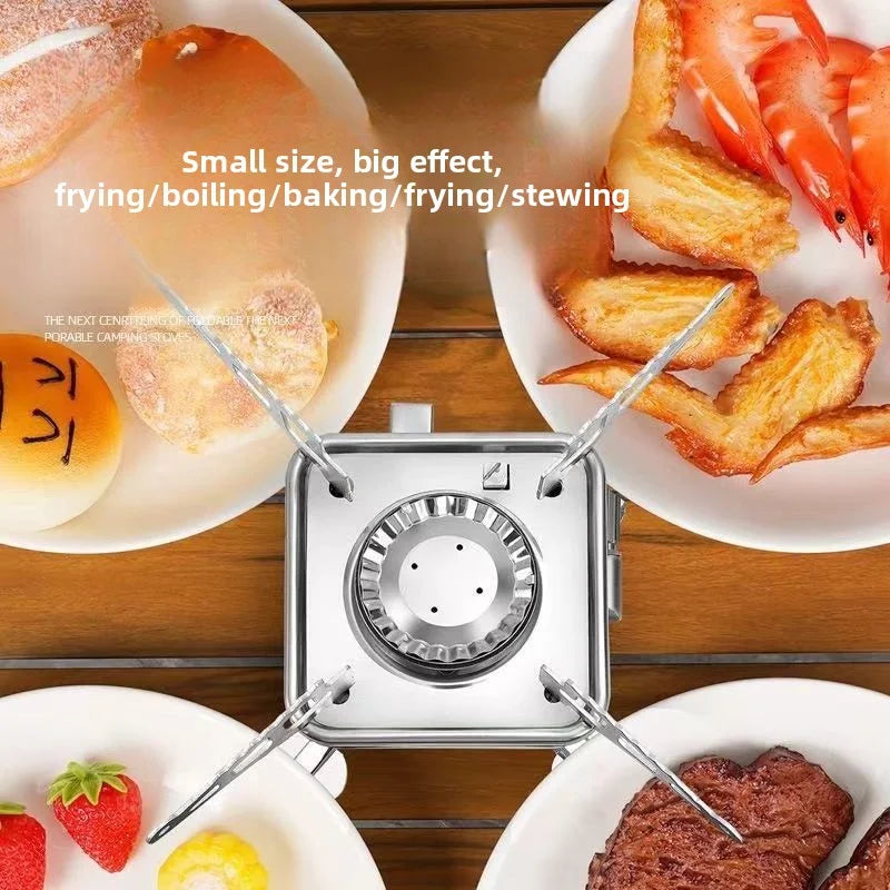 Fogão a gás portátil dobrável para camping, ideal para mochileiros, turistas, para cozinhar, fazer trilhas e piqueniques. 4600W