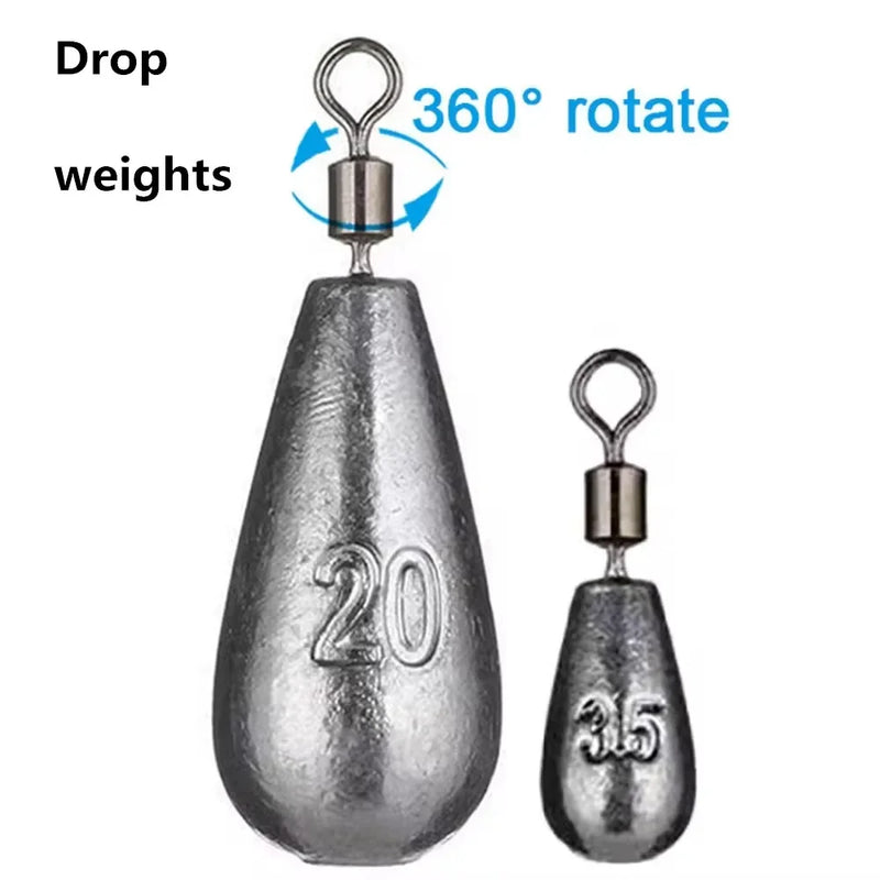 50pcs/set Fishing Weight Sinkers 3.5g 5g 7g 10g 14g Soft Bait Sinker Bass Fishing Tackle Accessories Tool for Free Slide Fishing