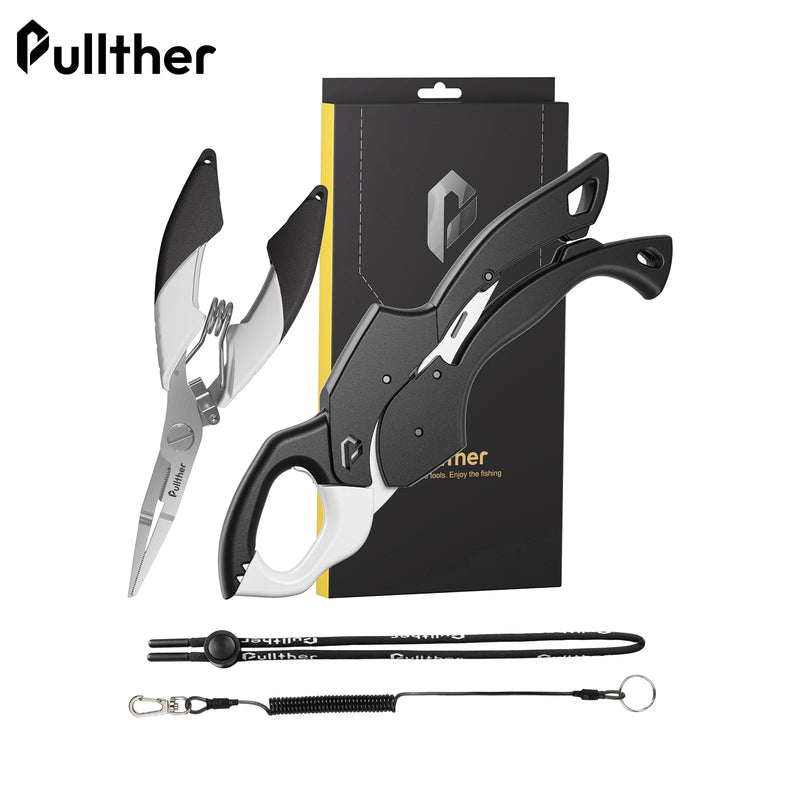 Pullther Fishing Tools Set Pliers Line Stainless Steel Scissors Multifunctional Fish Lip Clip Gripper Grip Hook Remover Tackle
