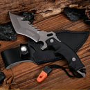 Faca de sobrevivência multifuncional para atividades ao ar livre com chave de fenda, ideal para mergulho, trilhas e camping. Fabricada em aço 5Cr15.