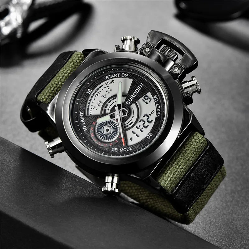 Relógio Masculino Original de Marca Famosa, Estilo Casual, Pulseira de Nylon, Duplo Horário, Multifuncional, Esportivo, Montre Homme Reloj Hombre