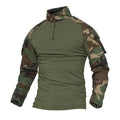 Camiseta tática masculina para atividades ao ar livre, caminhadas, combate militar, camuflagem CP, manga longa, caça, escalada, algodão, roupas esportivas.