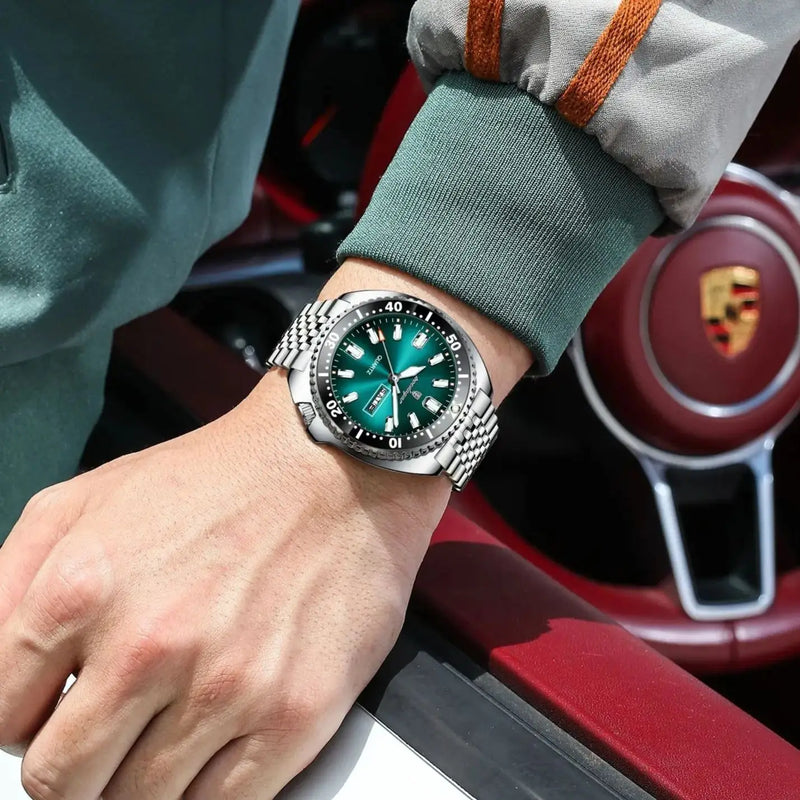 Relógio masculino POEDAGAR Business Men com data, dia da semana, à prova d'água, luminoso, luxuoso, de aço inoxidável, com mecanismo de quartzo.