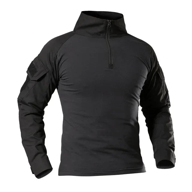 Camiseta tática masculina para atividades ao ar livre, caminhadas, combate militar, camuflagem CP, manga longa, caça, escalada, algodão, roupas esportivas.