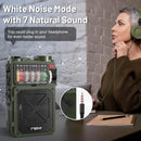 Rádio FM de emergência com manivela, Bluetooth, lanterna e alarme SOS, alimentado por USB, reprodução via cartão TF, ideal para camping.