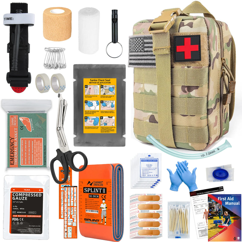Survival Gear with Molle System Survival Kit First Aid Compatible Bag Earthquake Outdoor IFAK EDC Hiking Hunting Gifts for Men