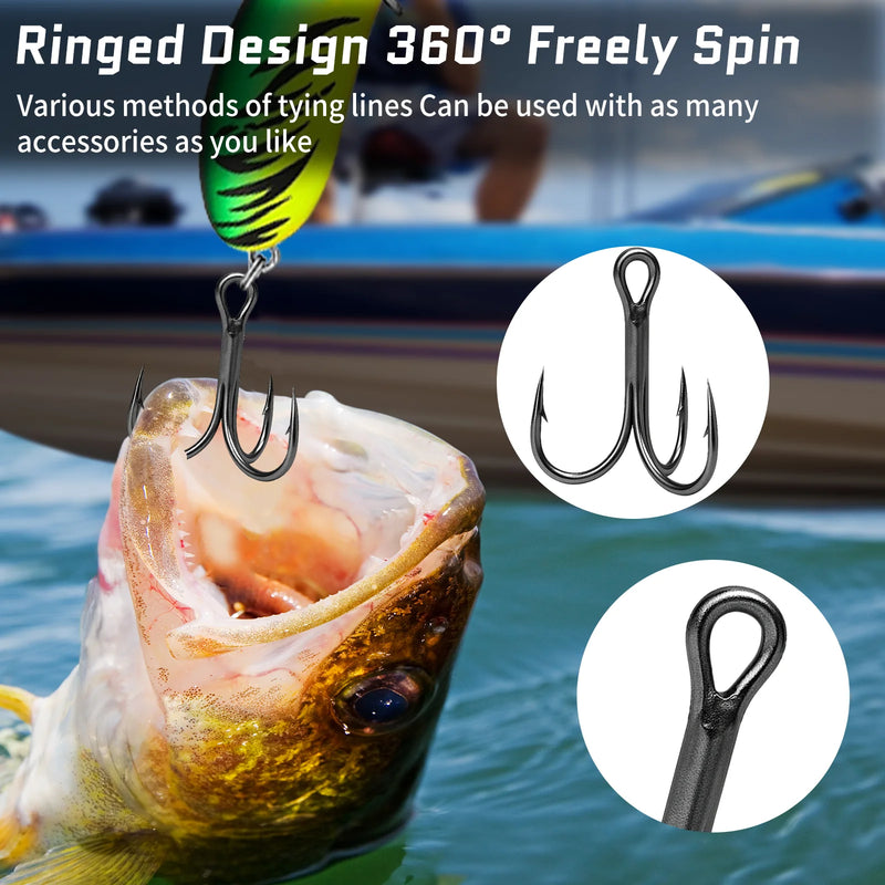 9KM 10Pcs Fishing Treble Hooks 3X Triple Hook Sea Fishing Hooks for Hard Lures for Freshwater Saltwater