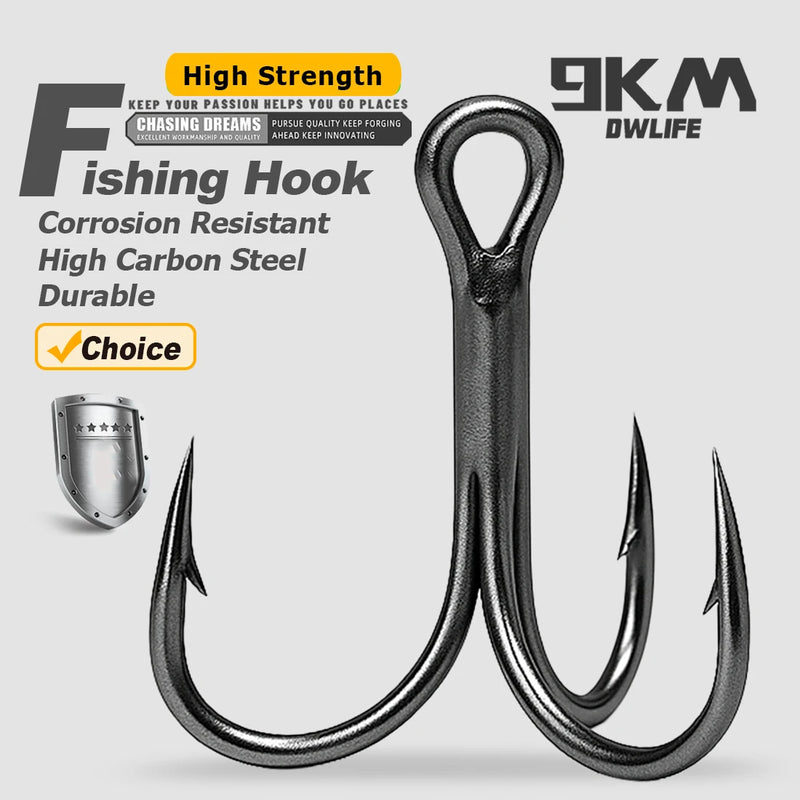 9KM 10Pcs Fishing Treble Hooks 3X Triple Hook Sea Fishing Hooks for Hard Lures for Freshwater Saltwater