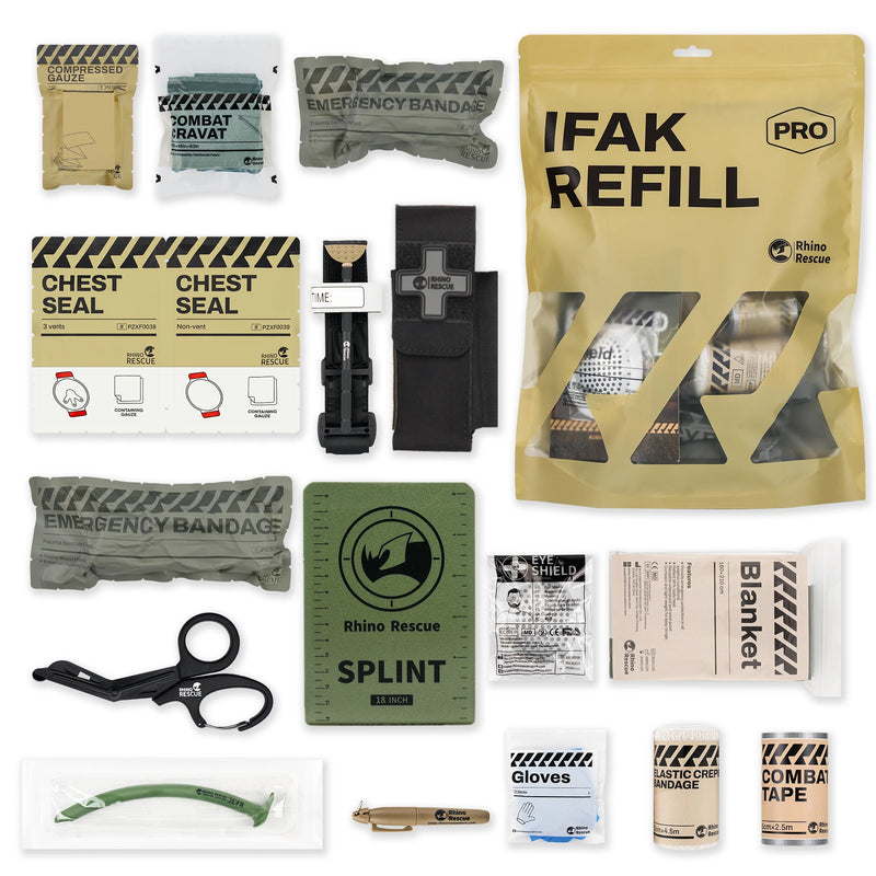 Rhino Rescue Trauma Kit,Combat Survival Gear Medical Kit,Tactical for Emergency First Aid, IFAK Refill Supplies