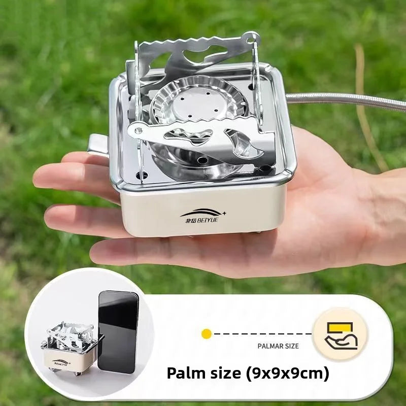 Fogão a gás portátil dobrável para camping, ideal para mochileiros, turistas, para cozinhar, fazer trilhas e piqueniques. 4600W