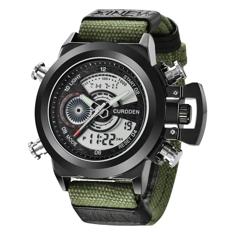 Relógio Masculino Original de Marca Famosa, Estilo Casual, Pulseira de Nylon, Duplo Horário, Multifuncional, Esportivo, Montre Homme Reloj Hombre