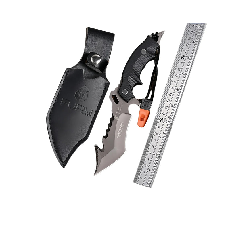 Faca de sobrevivência multifuncional para atividades ao ar livre com chave de fenda, ideal para mergulho, trilhas e camping. Fabricada em aço 5Cr15.