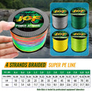 JOF 4 Strands Fishing Line 300/100M Braided PE Fishing Strong Fishing Line Multifilament Durable Fishing Line Tool