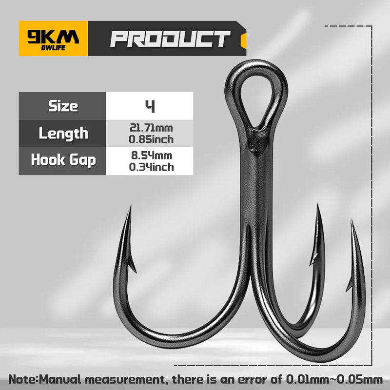 9KM 10Pcs Fishing Treble Hooks 3X Triple Hook Sea Fishing Hooks for Hard Lures for Freshwater Saltwater