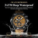 Relógio de pulso masculino de luxo POEDAGAR, quartzo, pulseira de couro original, cronógrafo, data, à prova d'água, luminoso, + caixa.