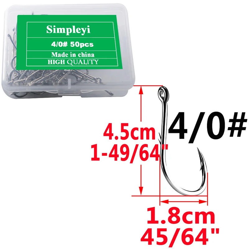 50pcs/Box Barbed High Carbon Steel Fishing Hooks Sea Worm Carp Single Circle Hook Set Fly Fishing Accessories Tackle  Fishhook
