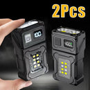 2/1 unidades Lanterna portátil super brilhante MINI USB recarregável com LED magnético na cauda e luz de emergência COB para camping e trilhas