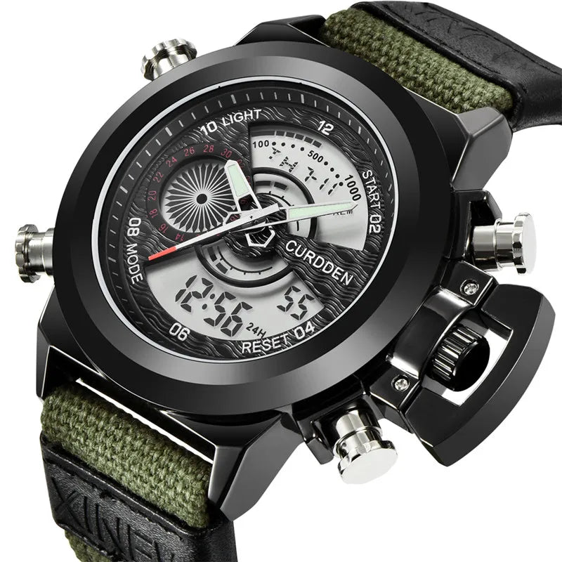 Relógio Masculino Original de Marca Famosa, Estilo Casual, Pulseira de Nylon, Duplo Horário, Multifuncional, Esportivo, Montre Homme Reloj Hombre