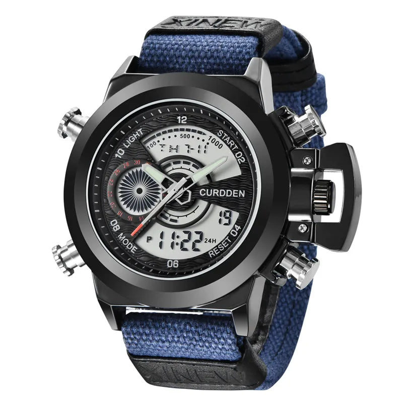 Relógio Masculino Original de Marca Famosa, Estilo Casual, Pulseira de Nylon, Duplo Horário, Multifuncional, Esportivo, Montre Homme Reloj Hombre