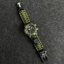 Relógio Militar de Sobrevivência ao Ar Livre Masculino Verde LED Digital Multifuncional à Prova d'Água com Duplo Visor