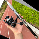 Conjunto de Vara e Carretel de Pesca Superresistente 1,5-2,4m com Vara Telescópica e Carretel Giratório Séries 2000 e 3000 para Pesca Marítima