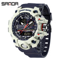 Relógio Digital Masculino SANDA 3133, Estilo Militar Esportivo, Cronômetro, Quartzo, Marca de Luxo, LED, Resistente à Água, Relógio Eletrônico Masculino