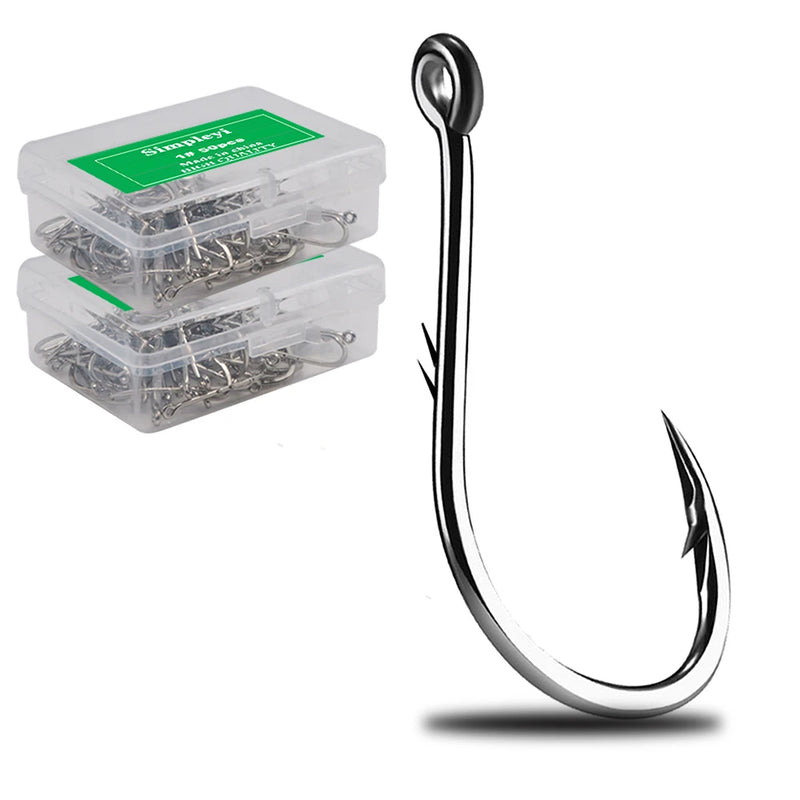 50pcs/Box Barbed High Carbon Steel Fishing Hooks Sea Worm Carp Single Circle Hook Set Fly Fishing Accessories Tackle  Fishhook