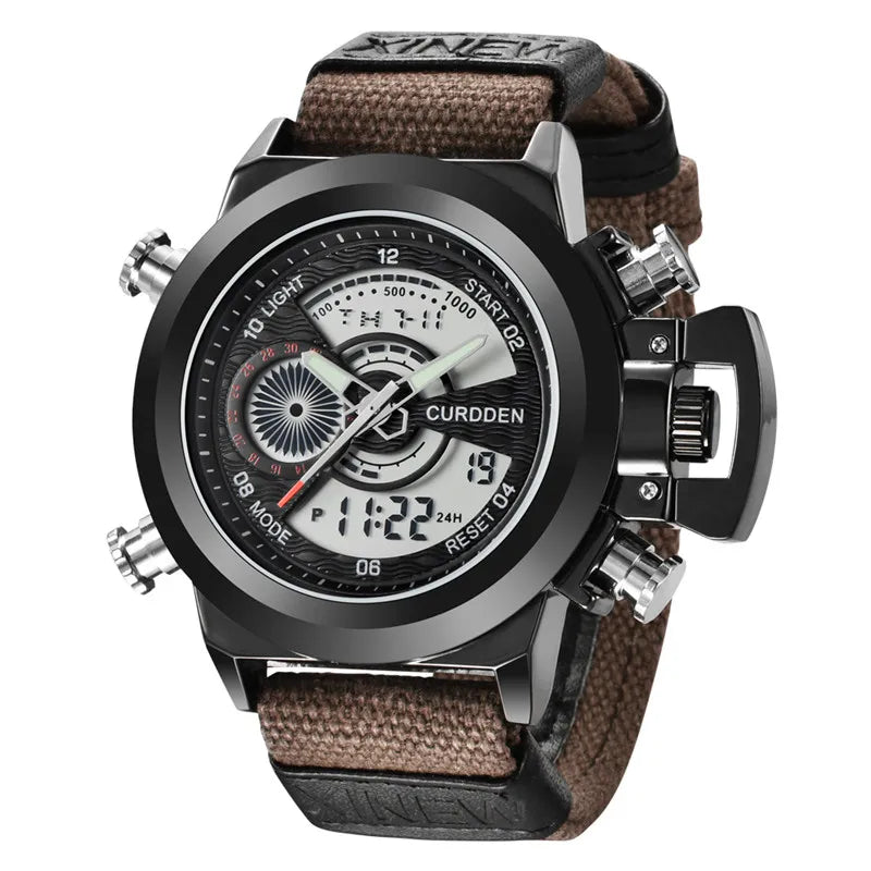 Relógio Masculino Original de Marca Famosa, Estilo Casual, Pulseira de Nylon, Duplo Horário, Multifuncional, Esportivo, Montre Homme Reloj Hombre